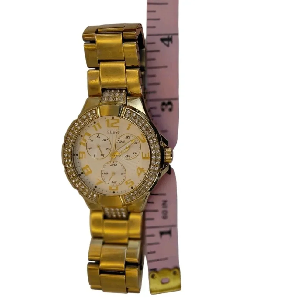 Guess Men's Frontier G13537L Gold Tone Stainless Steel Quartz Watch New Battery